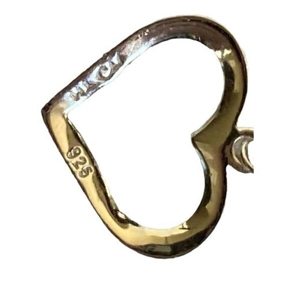 AG# Sterling 925 Silver 1” Dangle Heart Earrings - Picture 5 of 8